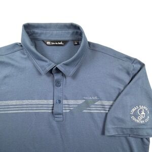 TravisMathew Mens Lomas Santa Fe Country Club Polo Shirt Blue Striped Large